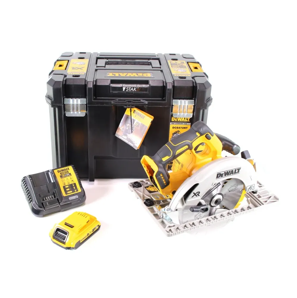 Sierra circular manual baterí DeWalt DCS 572 D1 18V 184 x 16 mm Solo + 1x baterí 2.0Ah + cargador + T-STAK