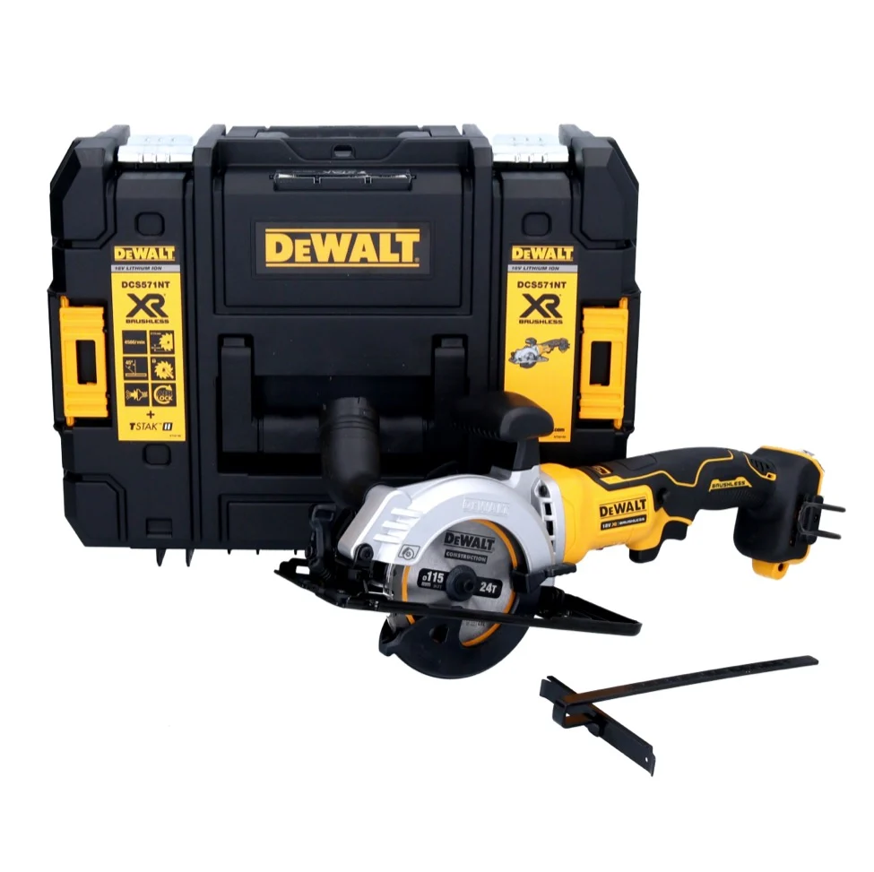 Sierra circular sin cable DeWalt DCS 571 NT 18 V 115 mm sin escobillas + TSTAK - sin baterí, sin cargador