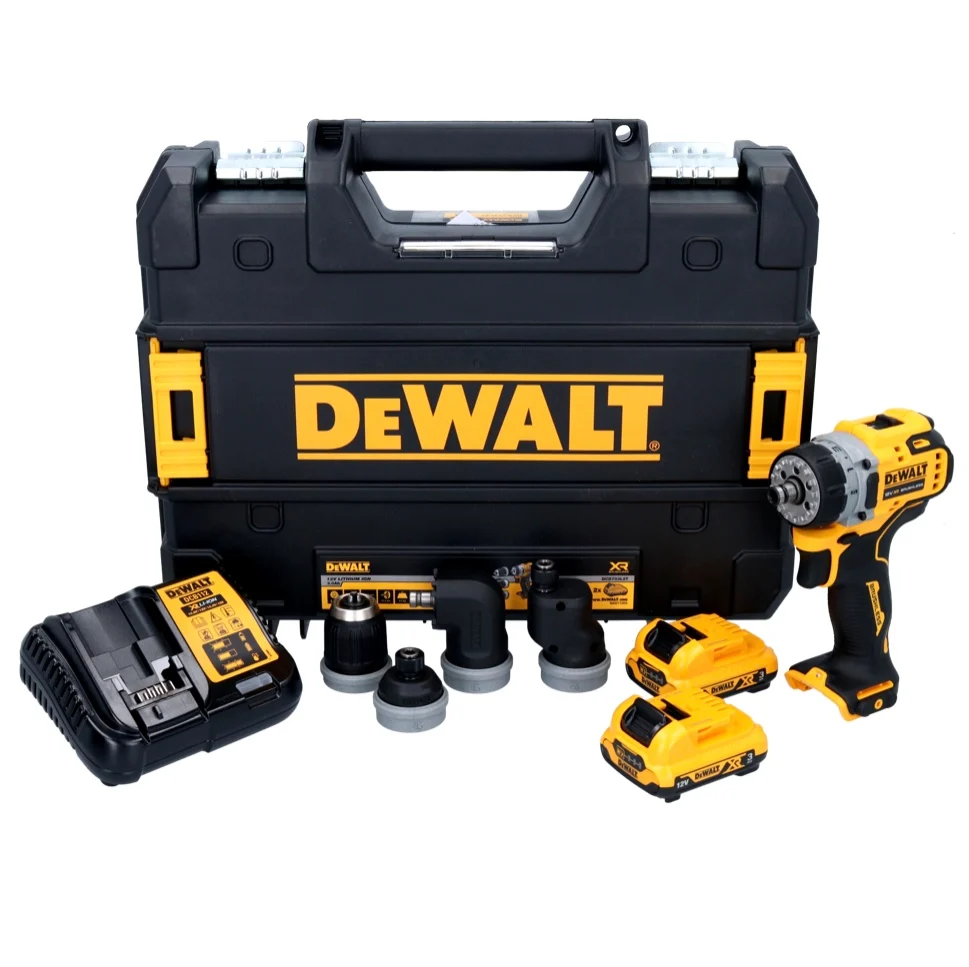 Taladro atornillador sin cable y sin escobillas DeWalt DCD 703 L2T 12 V 57,5 Nm + 2 baterías 3 Ah + cargador + maletín TST...