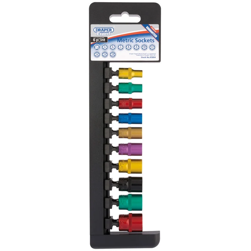 Juego Llaves Vaso Profesional Vasos Métricos 1/4" Color Cromo 10 Piezas Draper
