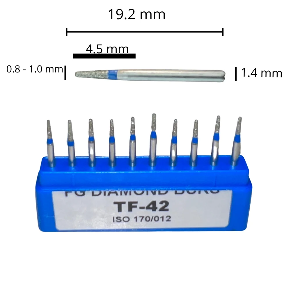 TF-42 Cilíndrica Punta Plana Fresa Diamante Grano Medio C/10 DT