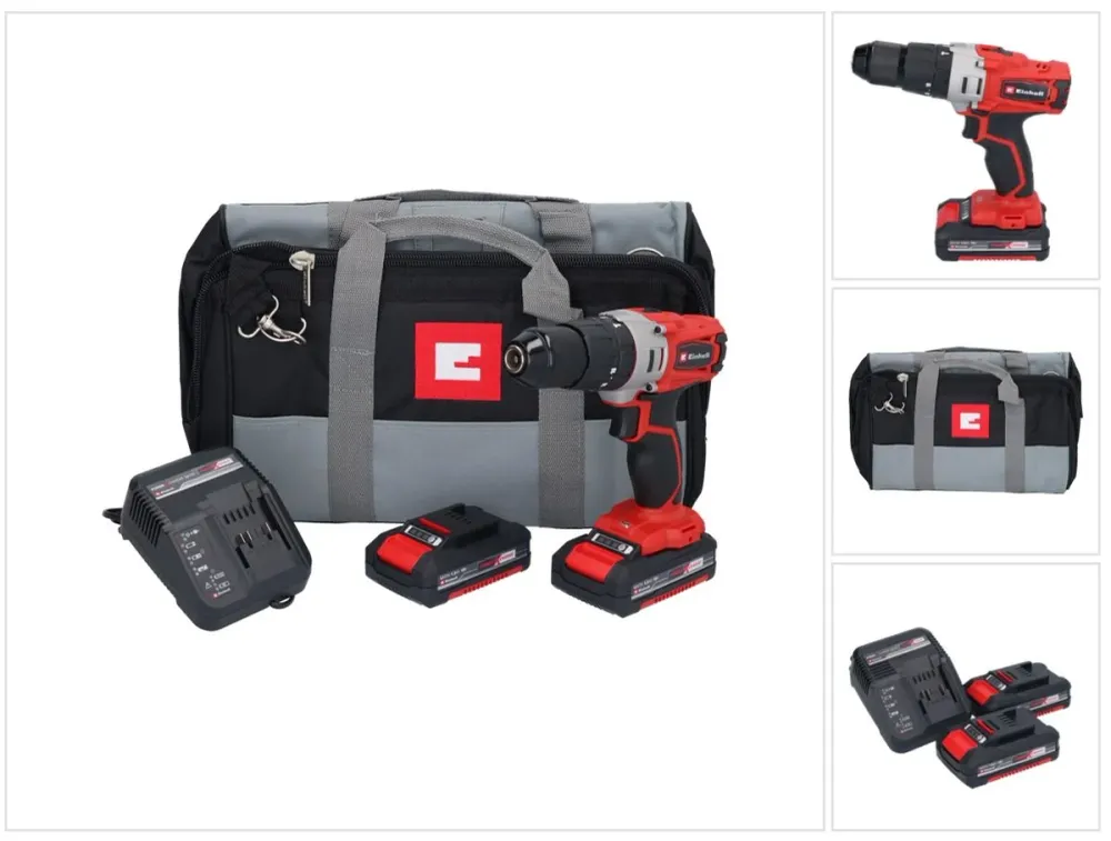 Einhell TE-CD 18/2 Li-i-Kit taladradora de percusión sin cable 18 V 44 Nm + 2x baterí recargable 1,5 Ah + cargador + bolsa