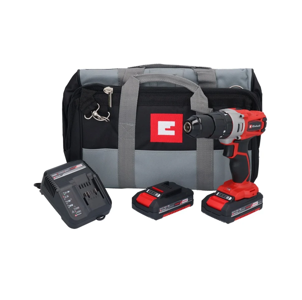 Einhell TE-CD 18/2 Li-i-Kit taladradora de percusión sin cable 18 V 44 Nm + 2x baterí recargable 1,5 Ah + cargador + bolsa