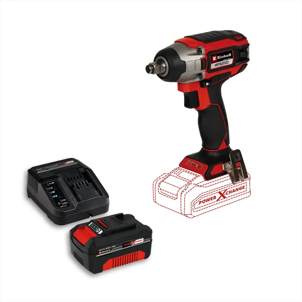 Llave de impacto inalámbrica brushless 18 V + baterí (2.5 ah) + cargador marca Einhell