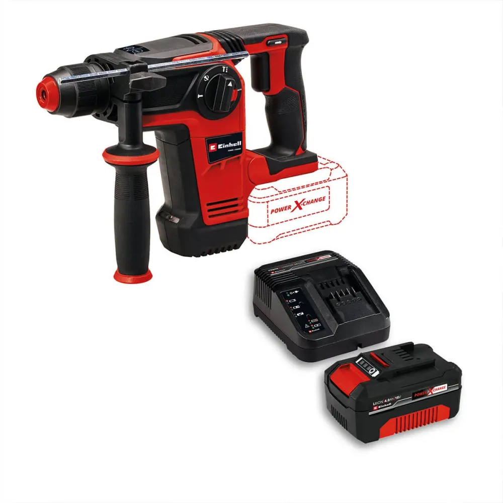 Rotomartillo sds plus inalámbrico brushless 18 V 2.6 joules + baterí (4.0 ah) + cargador marca Einhell