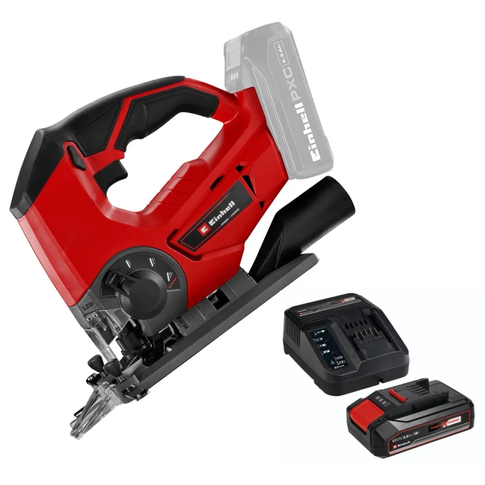 Sierra caladora inalámbrica 18 V + baterí (2.5 ah) + cargador marca Einhell