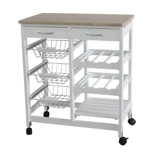 Carrito De Servicio Con Ruedas, 3 Niveles, 2 Cajones, 6 Repisas ELLEGANCE HOUSEWARE