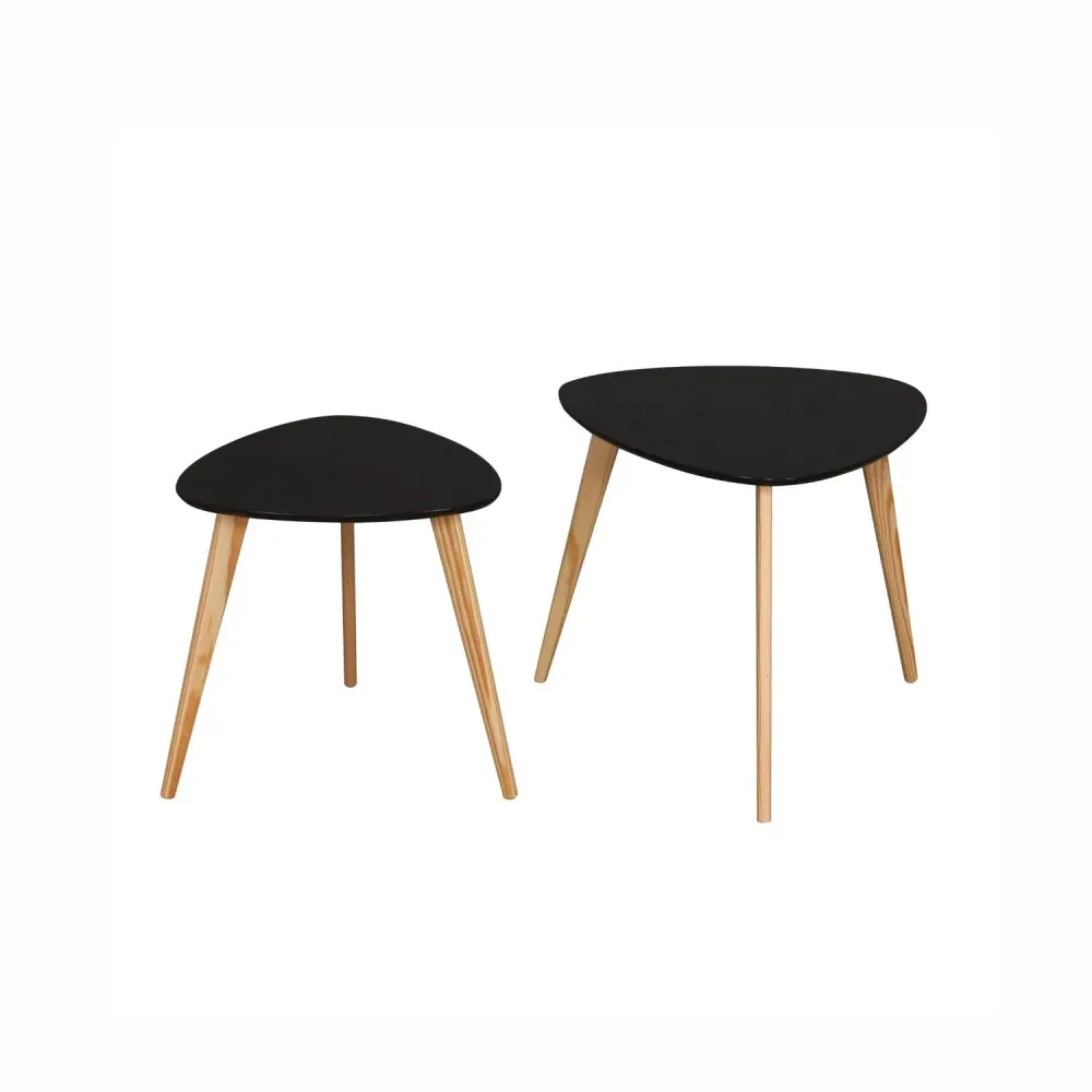 Juego De Mesas Auxiliares Minimalista 2 Pzas Negras ELLEGANCE HOUSEWARE