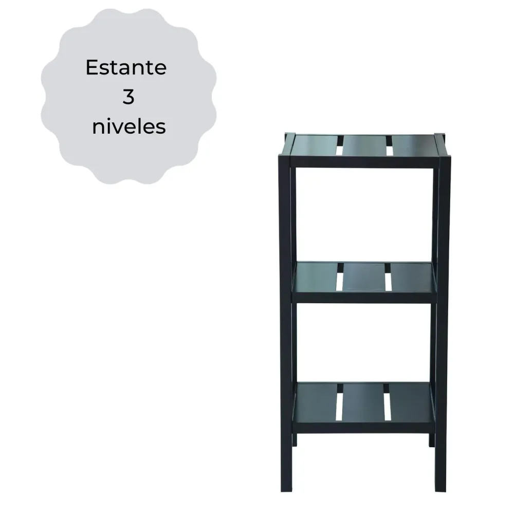 Mueble Anaquel Estante 3 Niveles Negro, Mdf ELLEGANCE HOUSEWARE