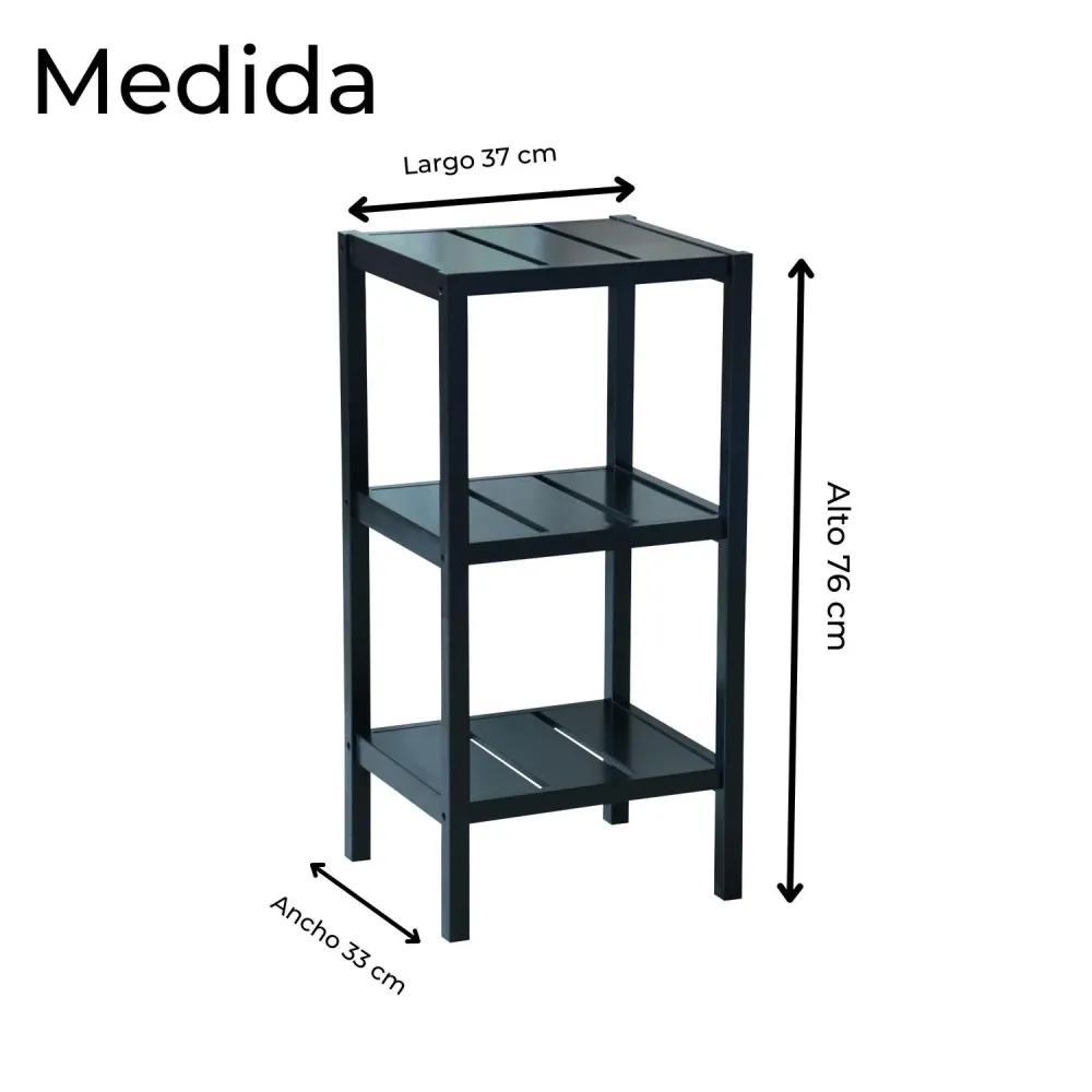 Mueble Anaquel Estante 3 Niveles Negro, Mdf ELLEGANCE HOUSEWARE