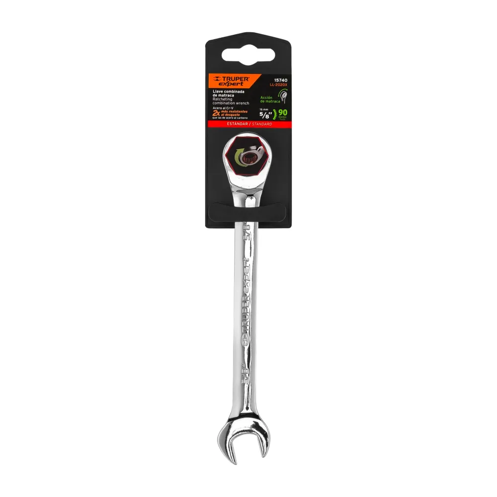 Llave combinada con matraca 5/8" x 202 mm largo, Expert