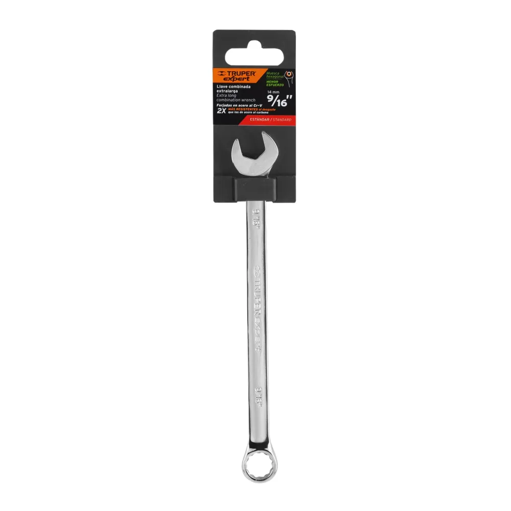 Llave combinada extralarga 9/16" x 220 mm de largo, Expert