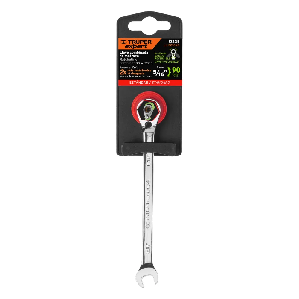Llave combinada matraca reversible 5/16"x138 mm largo,Expert