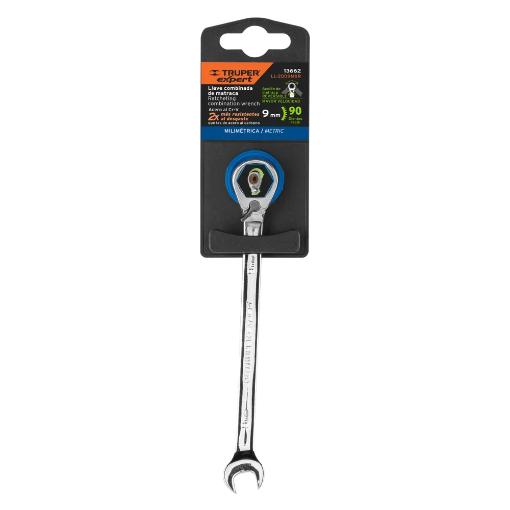Llave combinada matraca reversible 9 mmx148 mm largo, Expert