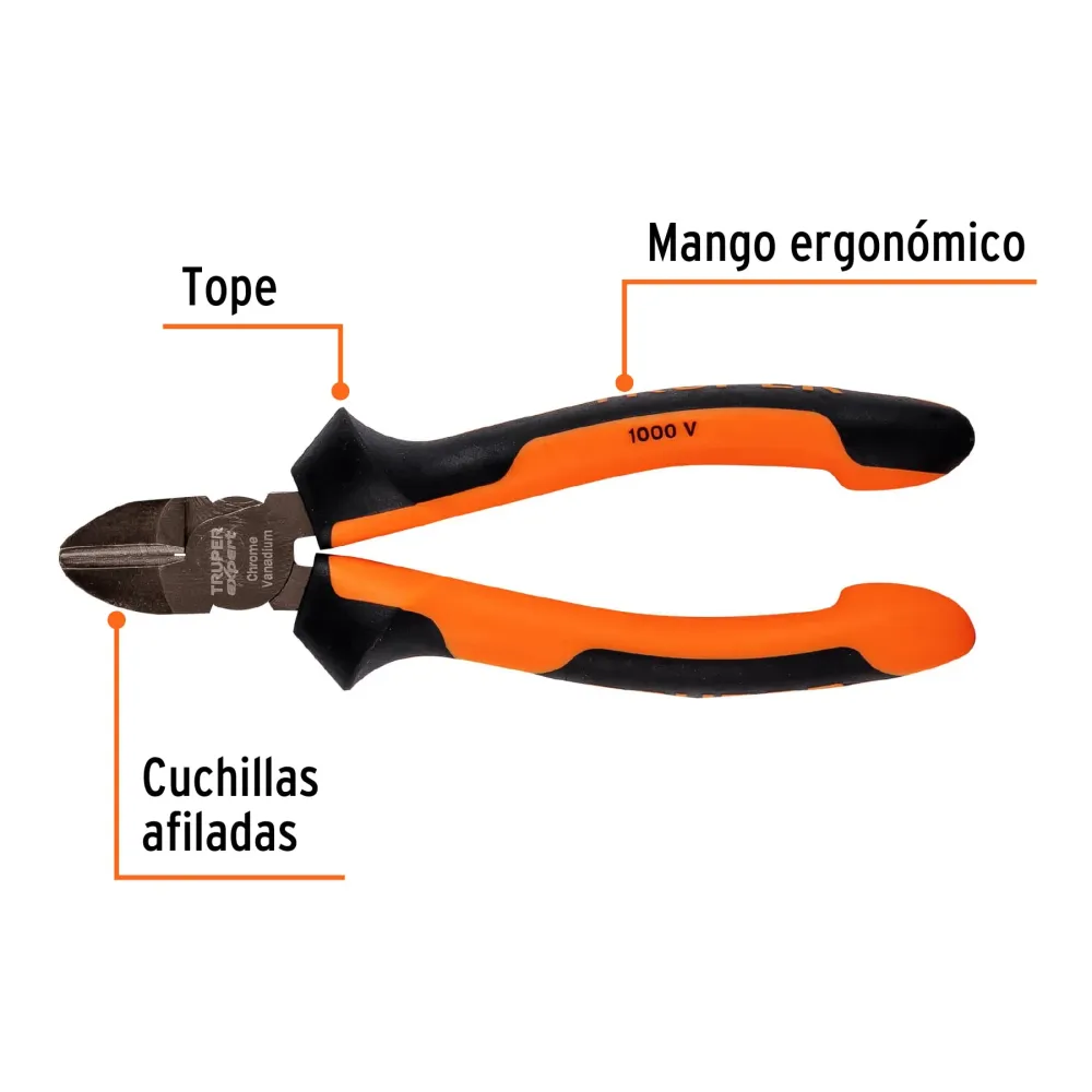 Pinza corte diagonal 6" alta palanca, Comfort Grip, Expert
