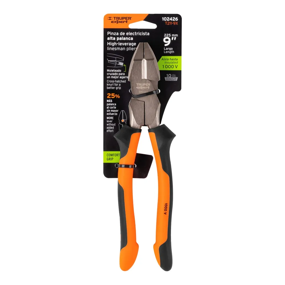Pinza para electricista 9" alta palanca mango Comfort Grip Expert