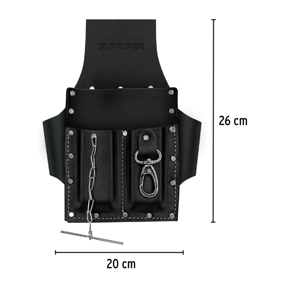 Porta herramientas grande de cuero, 7 compartimentos, Truper Expert