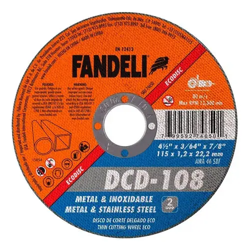 Disco Duo Corte Acero/ Inox Fandeli Dcd-108 4.5 PuLG 25 Pz