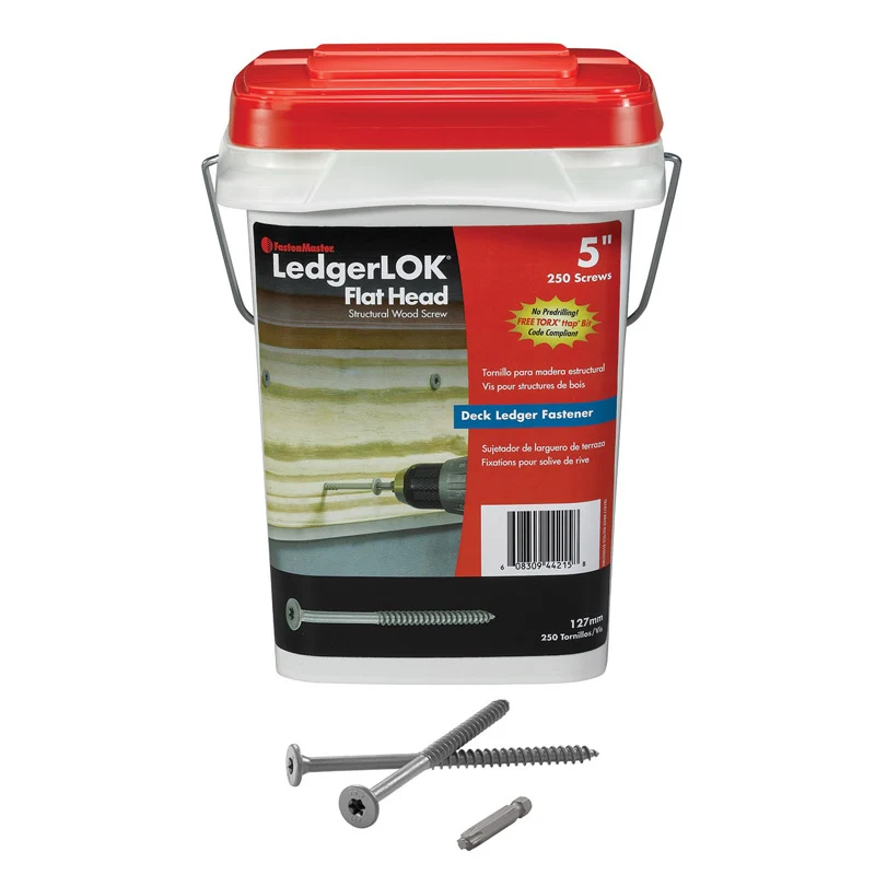 Tornillos estructurales FastenMaster LedgerLok n.° 14 x 5 pulg., cabeza plana en forma de estrella, de cabeza alta/baja -...