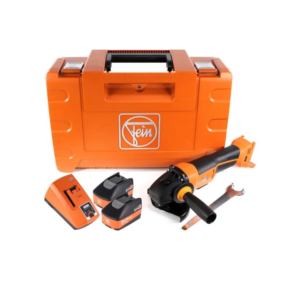 Amoladora angular baterí FEIN CCG 18-125 BLPD 125 mm 18V (71200462000) en maletín con 2 baterías de alta potencia de 5,2 A...