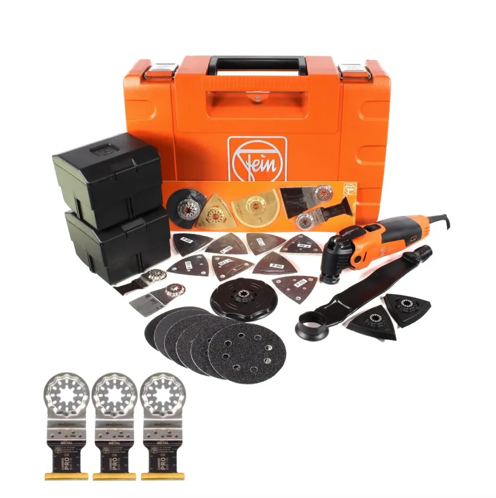 Herramienta multifunción FEIN MultiMaster Top FMM 350 QSL + maletín de herramientas + juego de accesorios de 40 piezas + 3...