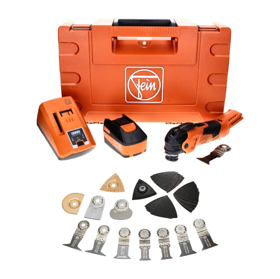 Oscilador de baterí Fein MultiMaster AMM 300 Plus 12 V Starlock Plus + 1x baterí 6,0 Ah + cargador + set de accesorios de...