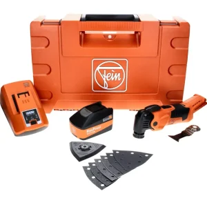 Oscilador de baterí FEIN MultiMaster AMM 500 PLUS 18 V Starlock Plus + juego de platos abrasivos + 1x baterí 5,2 Ah + carg...