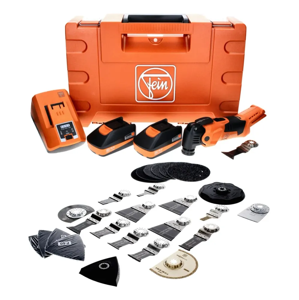 Oscilador de baterí FEIN MultiMaster AMM 500 PLUS C 18 V Starlock Plus + 2 baterías 3,0 Ah + cargador + juego de accesorio...