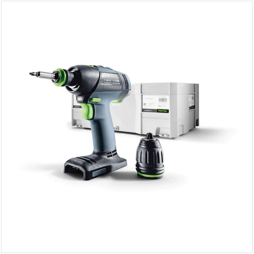 Festool T 18+3 Li-Basic Taladro inalámbrico 18V 50Nm Brushless Solo + systainer (574763) - sin baterí, sin cargador