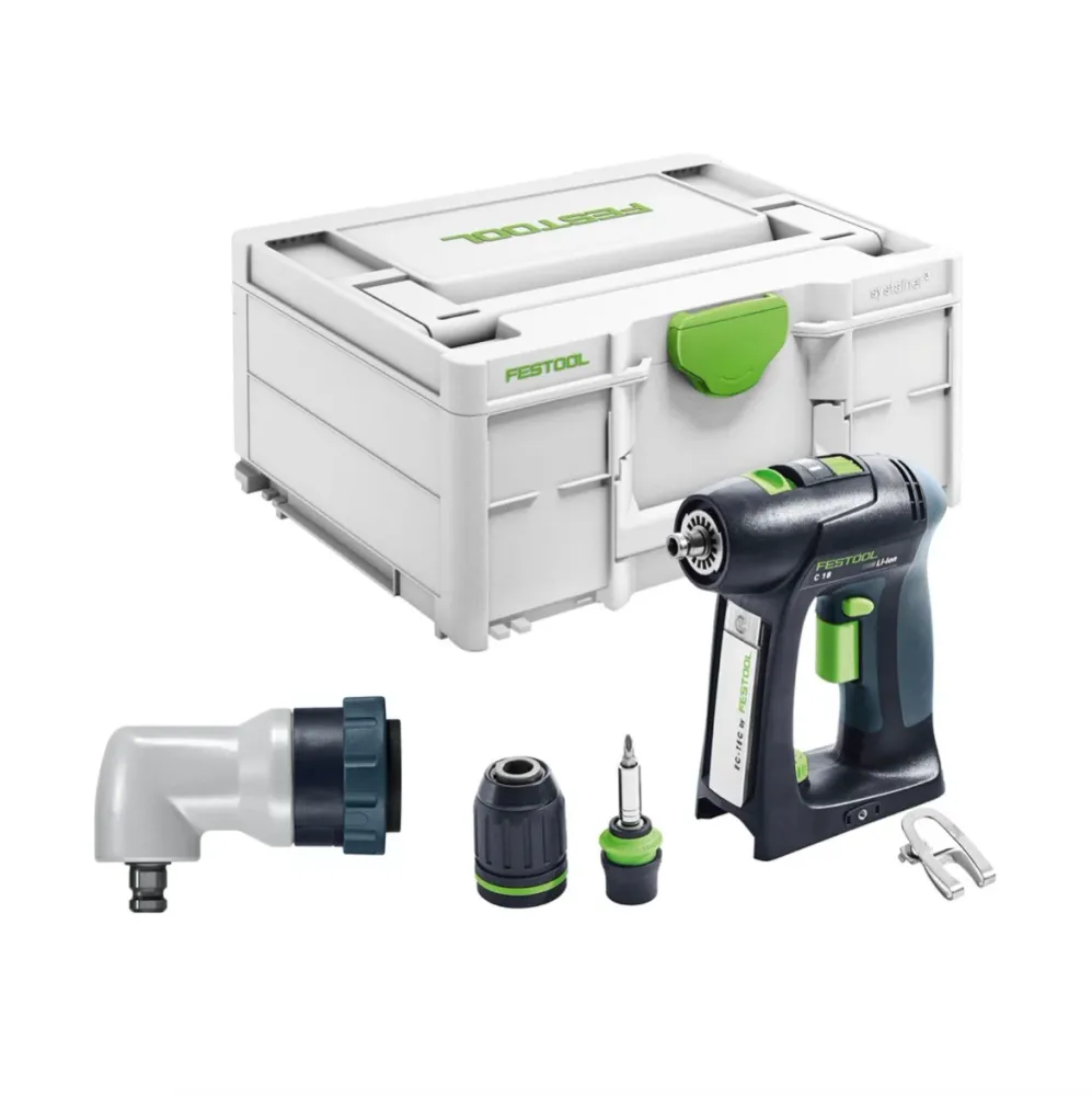 Festool C 18 Basic taladro atornillador baterí 18 V 45 Nm Brushless Solo + systainer (576434) + accesorio angular DD-AS -...