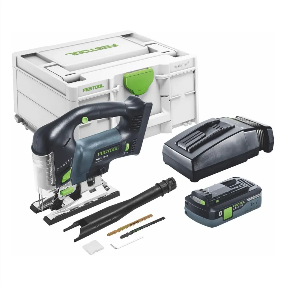 Festool CARVEX PSBC 420 HPC 4,0 EBI-Plus sierra de calar pendular sin cable 18 V ( 576532 ) 120 mm sin escobillas + 1x bat...