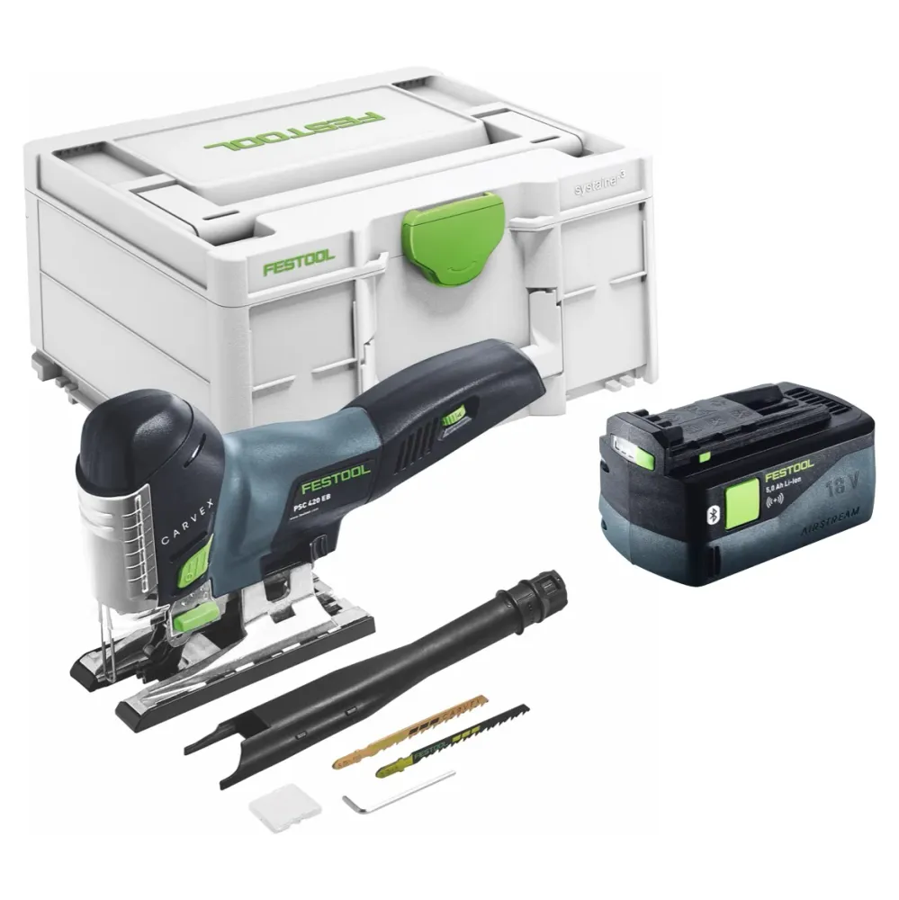 Festool CARVEX PSC 420-Basic Sierra de calar pendular sin cable 18 V 120 mm Sin escobillas + 1x baterí 5,0 Ah + Systainer...