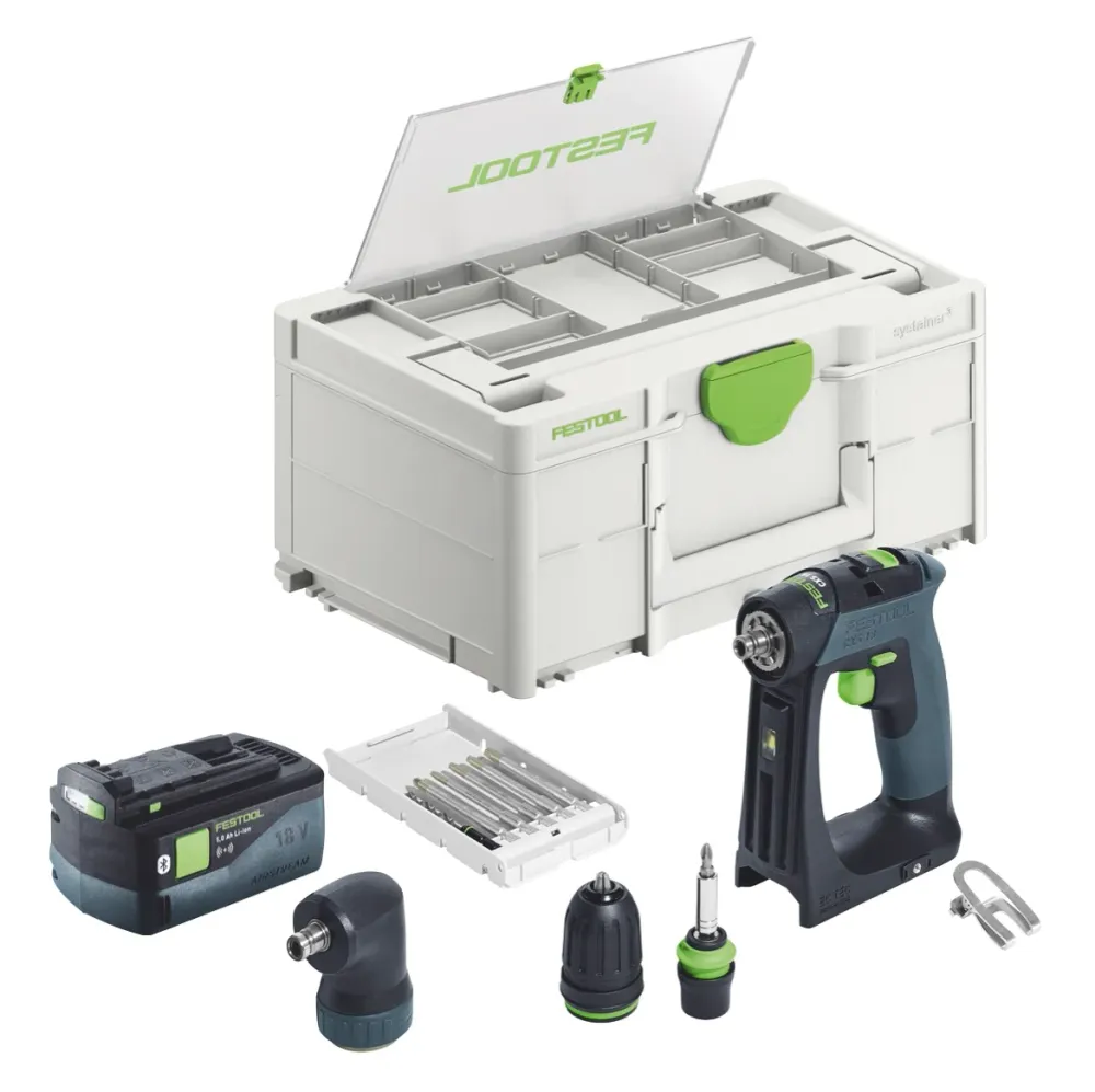 Festool CXS 18-Basic-Set taladro atornillador baterí 18 V 40 Nm sin escobillas + 1x baterí recargable 5,0 Ah + systainer -...