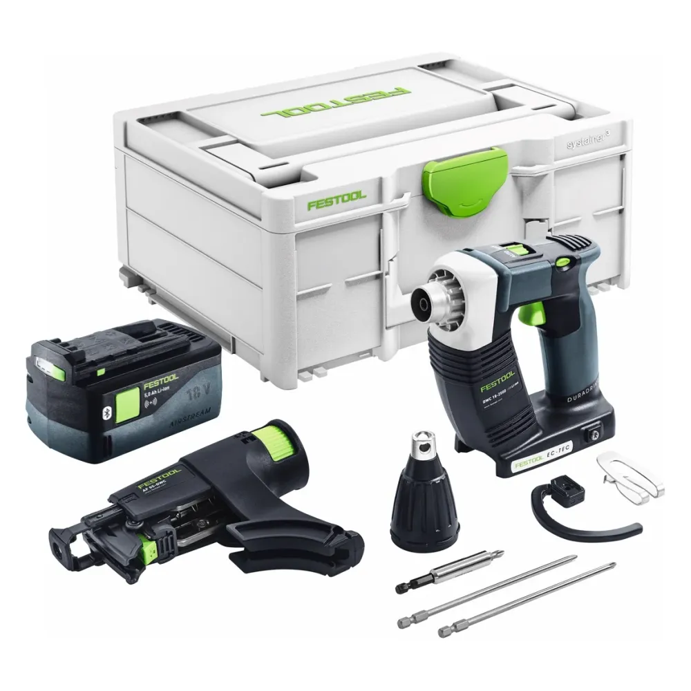 Festool DURADRIVE DWC 18-2500 Basic atornillador sin cable 18 V 18 Nm sin escobillas + 1x baterí recargable 5,0 Ah + systa...
