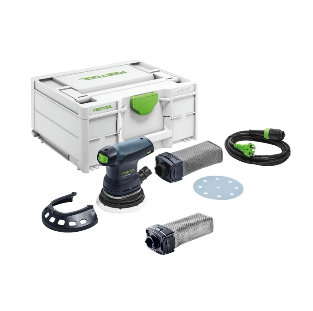 Festool ETS 125 REQ-Plus Lijadora excéntrica 125 mm 250 W + Juego de systainer + SB-Longlife RTS/DTS/ETS bolsa para polvo...