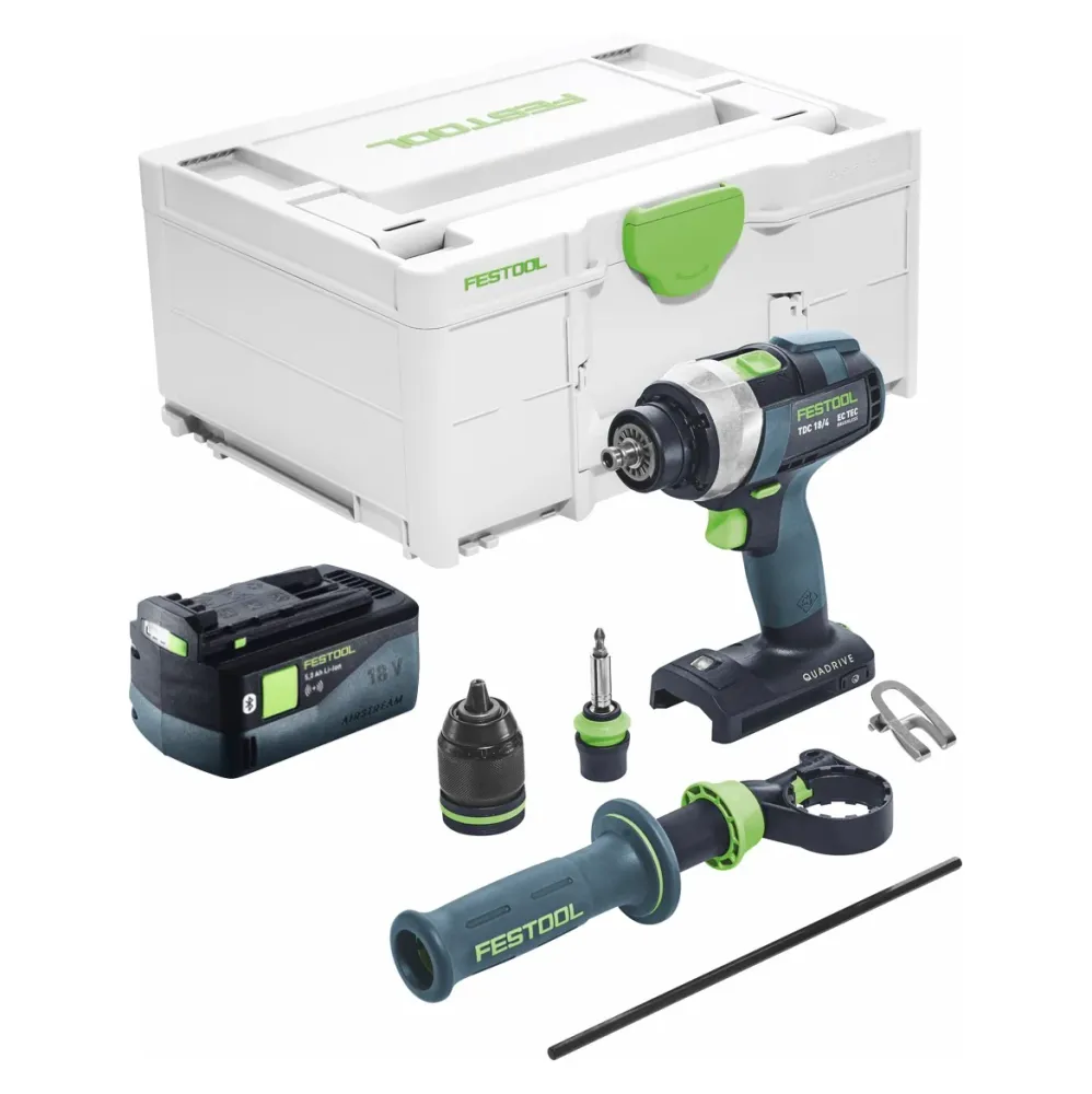Festool TDC 18/4 I-Basic taladradora atornilladora baterí 18 V 75 Nm sin escobillas + 1x baterí recargable 5,0 Ah + systai...
