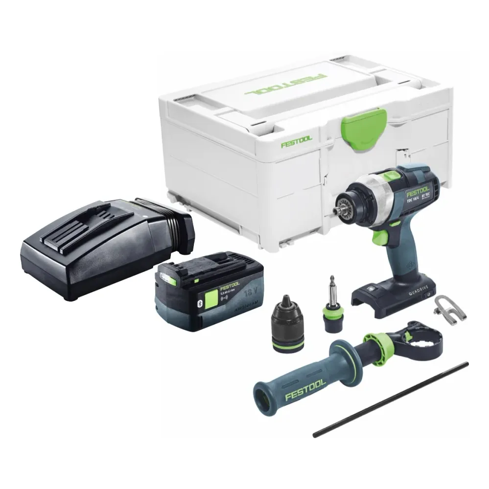Festool TDC 18/4 I-Basic taladro atornillador baterí 18 V 75 Nm sin escobillas + 1x baterí recargable 5,0 Ah + cargador +...
