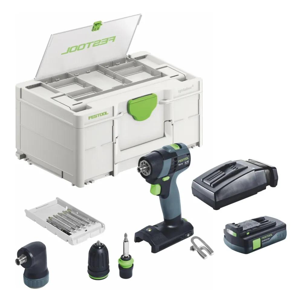 Festool TXS 18-Juego básico taladro atornillador inalámbrico 18 V 40 Nm sin escobillas + 1x baterí 3,0 Ah + cargador + sys...