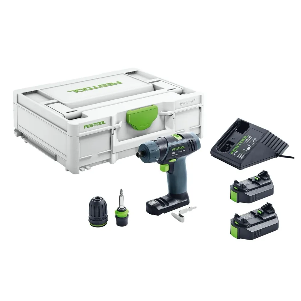 Festool TXS Li 2,6 Plus Taladro atornillador baterí 10,8 V 16 Nm ( 576101 ) + 2x Baterías 2,6 Ah + Cargador + Systainer -...