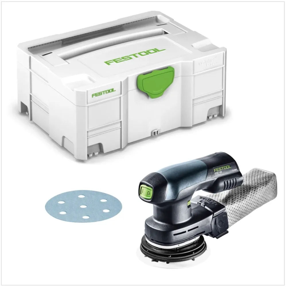 Lijadora excéntrica inalámbrica Festool ETSC 125 Li-Basic (201533) 18V 125mm sin escobillas Solo + Systainer - sin baterí,...