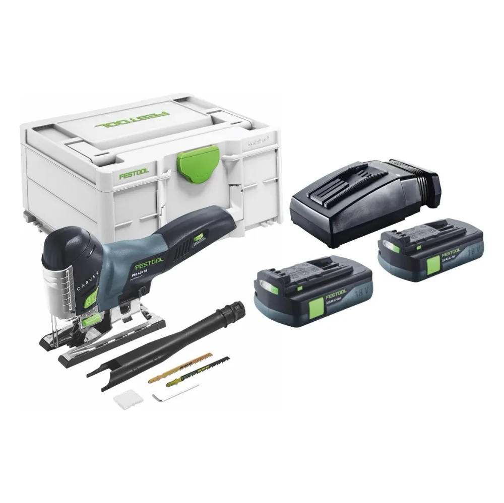 Sierra de vaivén sin cable Festool CARVEX PSC 420-Basic 18 V 120 mm sin escobillas + 2x baterí 3,0 Ah + cargador + systainer
