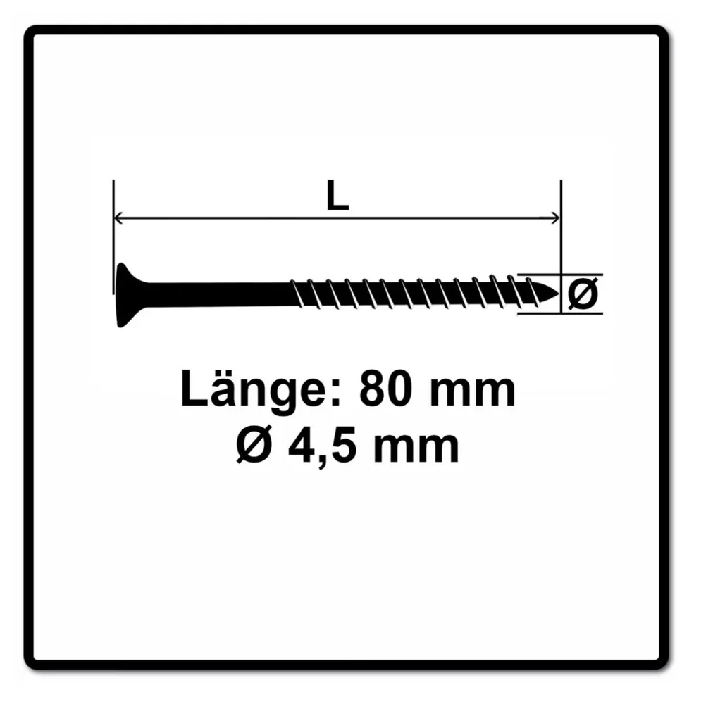 Fischer Power-Fast II FPF II tornillo para aglomerado 4,5x80 mm 100 piezas (670278) cabeza avellanada con rosca parcial To...