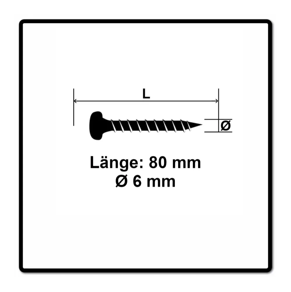 Fischer Power-Fast II FPF II Tornillo para aglomerado 6,0x80 mm 50 piezas (670534) Cabeza alomada con rosca parcial Torx g...