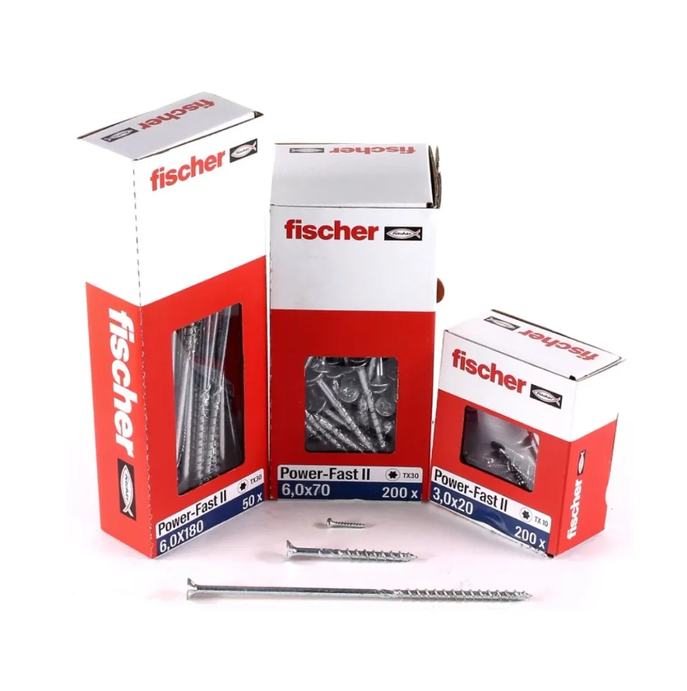 Fischer Power-Fast II FPF II tornillo para aglomerado 6,0x240 mm 50 piezas (670469) cabeza avellanada con rosca parcial To...