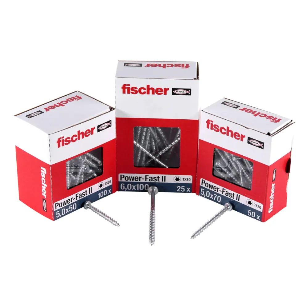 Fischer Power-Fast II FPF II tornillo para aglomerado 6,0x100 mm 25 piezas (670458) cabeza avellanada con rosca parcial To...