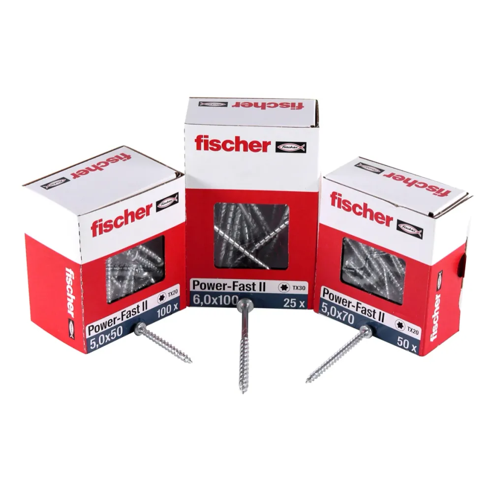 Fischer Power-Fast II FPF II tornillo para aglomerado 6,0x130 mm 50 piezas (670691) cabeza avellanada con rosca parcial To...