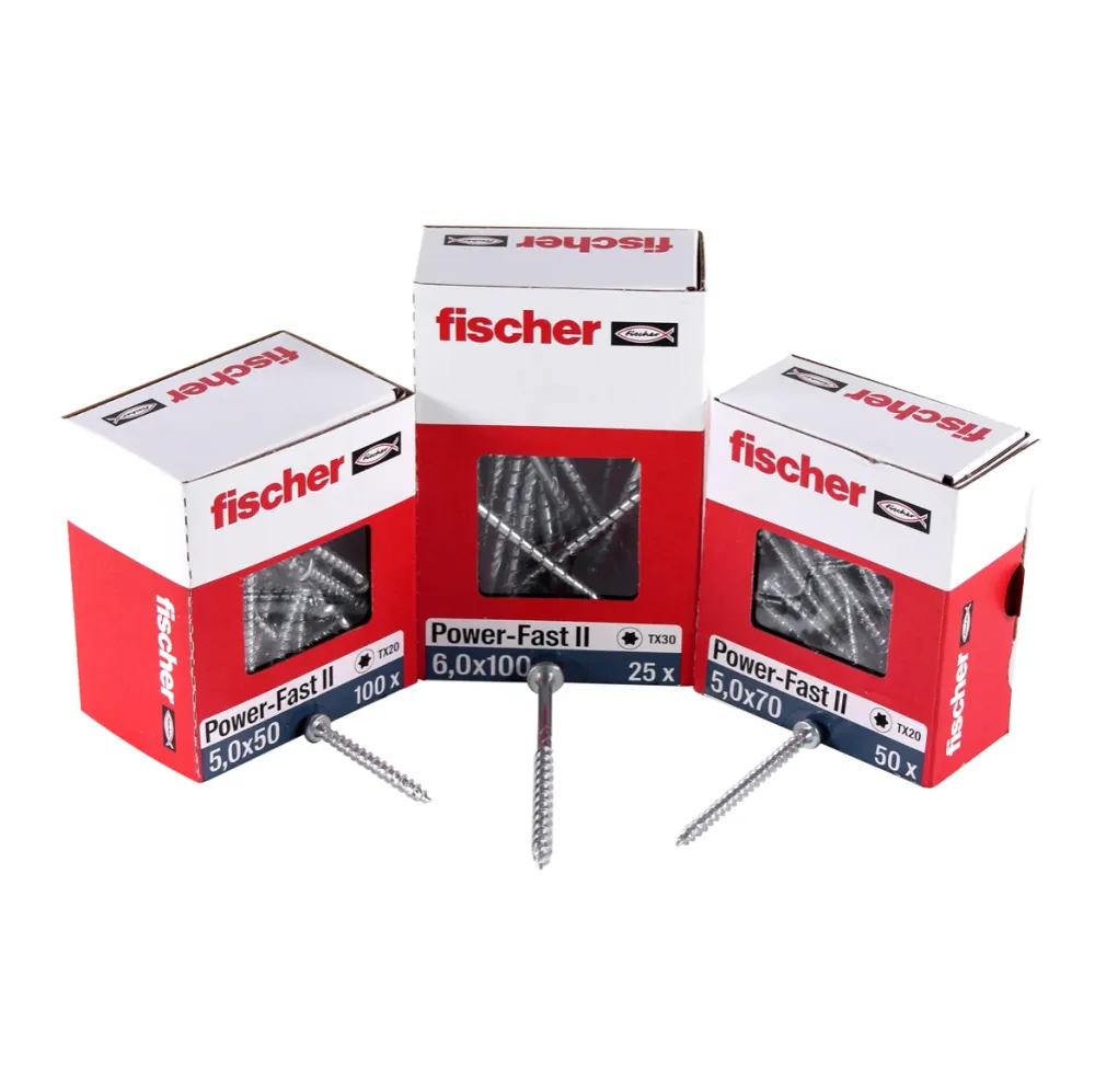 Fischer Power-Fast II FPF II tornillo para aglomerado 6,0x140 mm 50 piezas (670692) cabeza avellanada con rosca parcial To...
