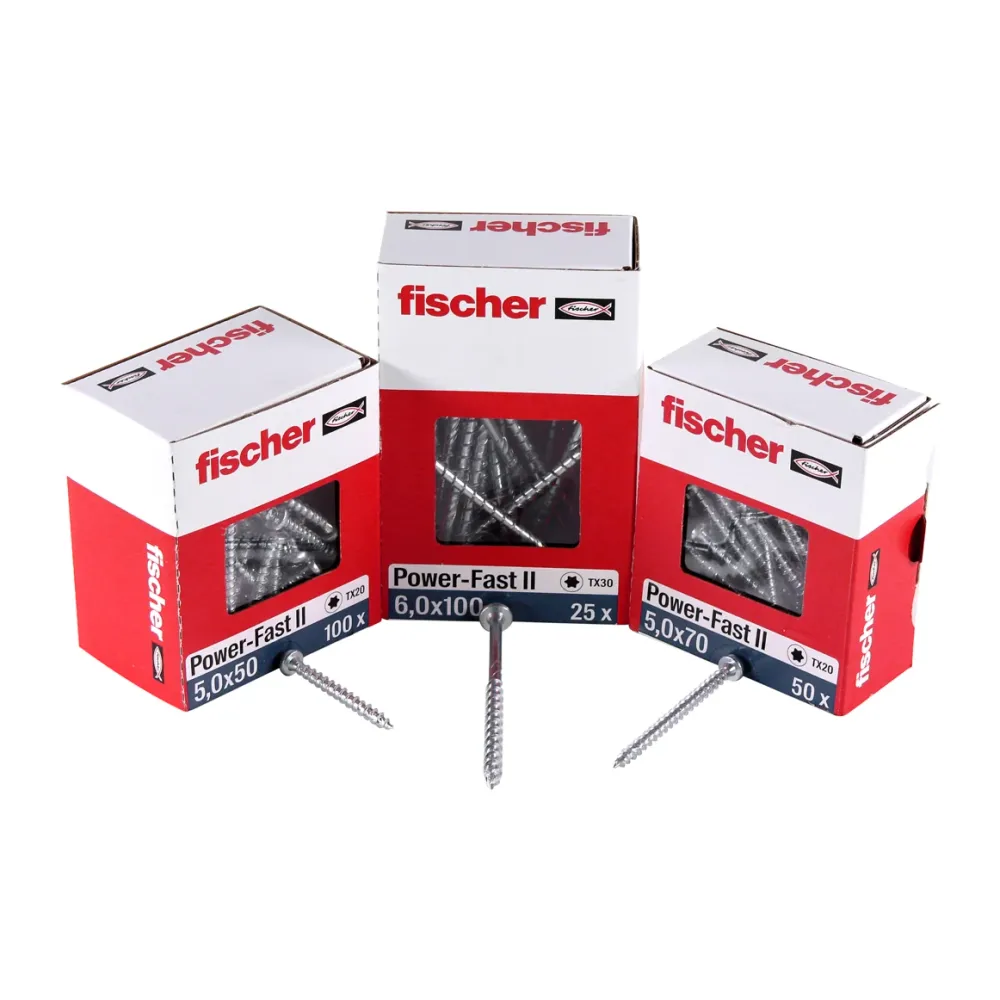 Fischer Power-Fast II FPF II tornillo para aglomerado 6,0x120 mm 100 piezas (670460) cabeza avellanada con rosca parcial T...