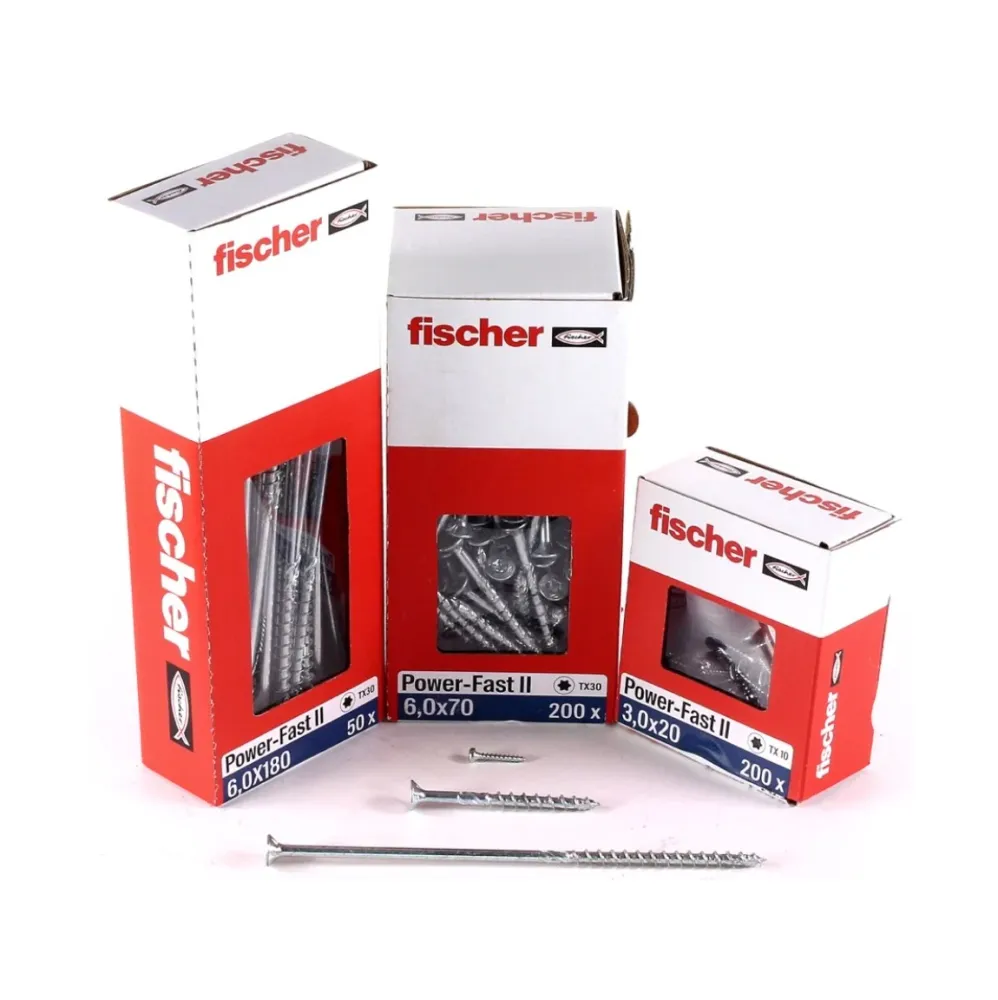 Fischer Power-Fast II FPF II tornillo para aglomerado 6,0x260 mm 25 piezas (670470) cabeza avellanada con rosca parcial To...