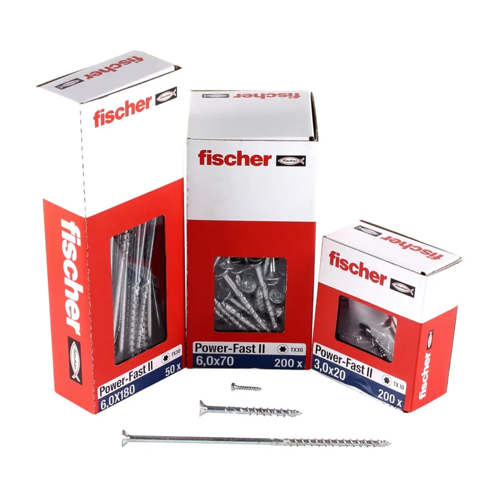 Fischer Power-Fast II FPF II tornillo para aglomerado 6,0x140 mm 100 piezas (670462) cabeza avellanada con rosca parcial T...
